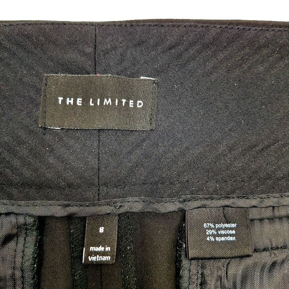 The Limited Black Bowtie Bow Sash Wide Leg Mid-Rise Classic Dress Pants Sz 8 - Picture 5 of 13